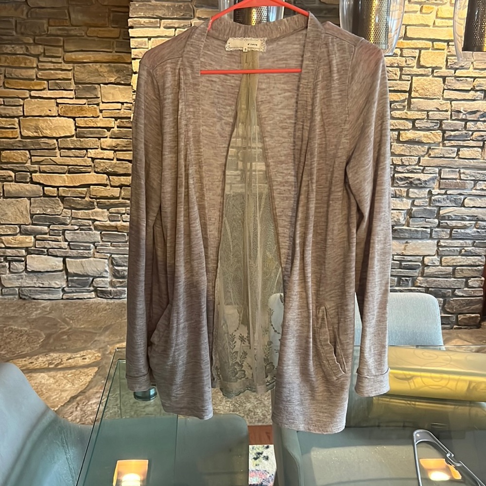 Tan open sweater
